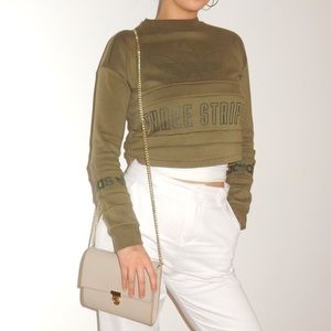 Adidas Olive Green Sweater Crop Top